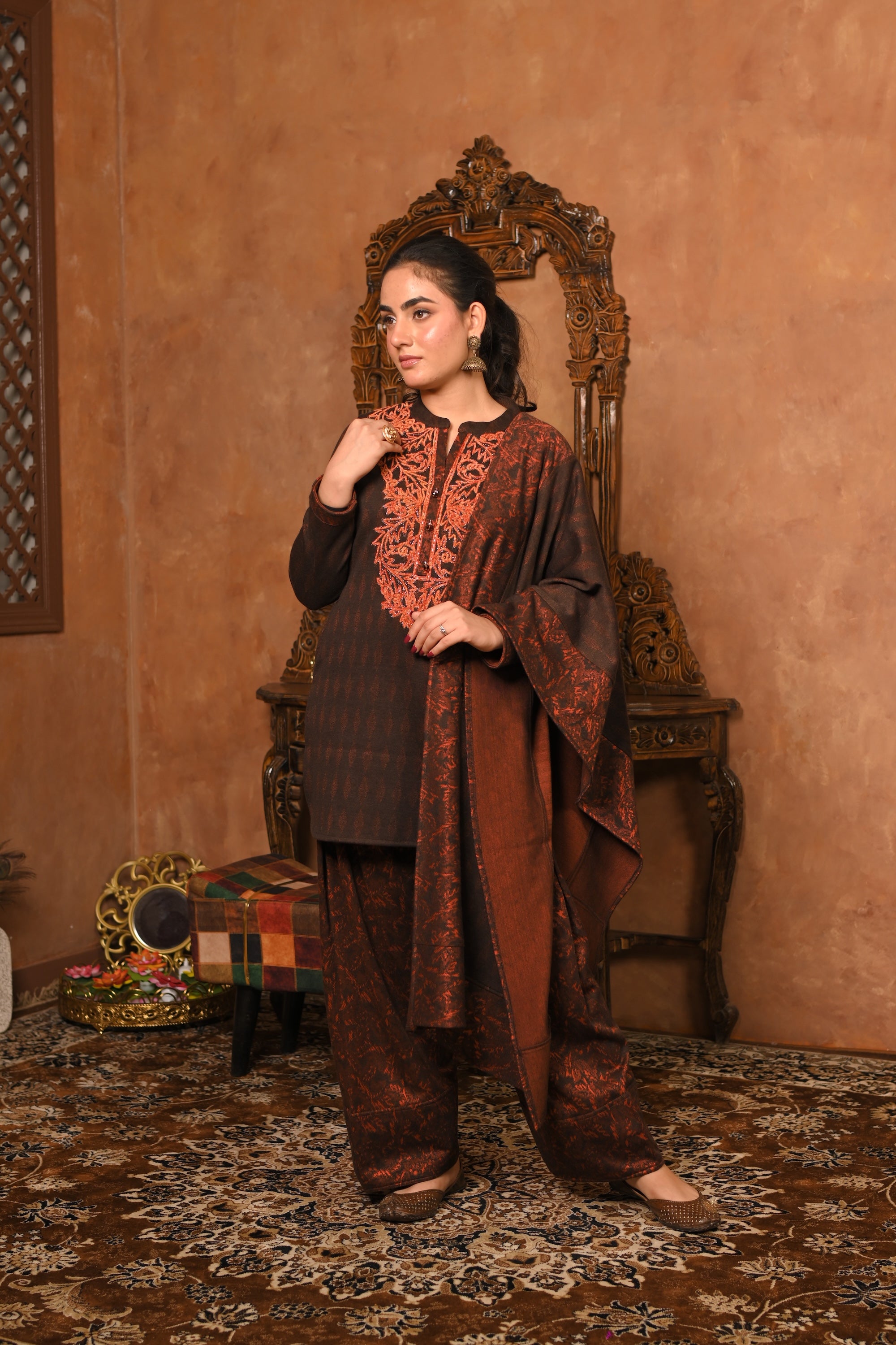 ORANGE FARSHI SALWAR KURTA SET
