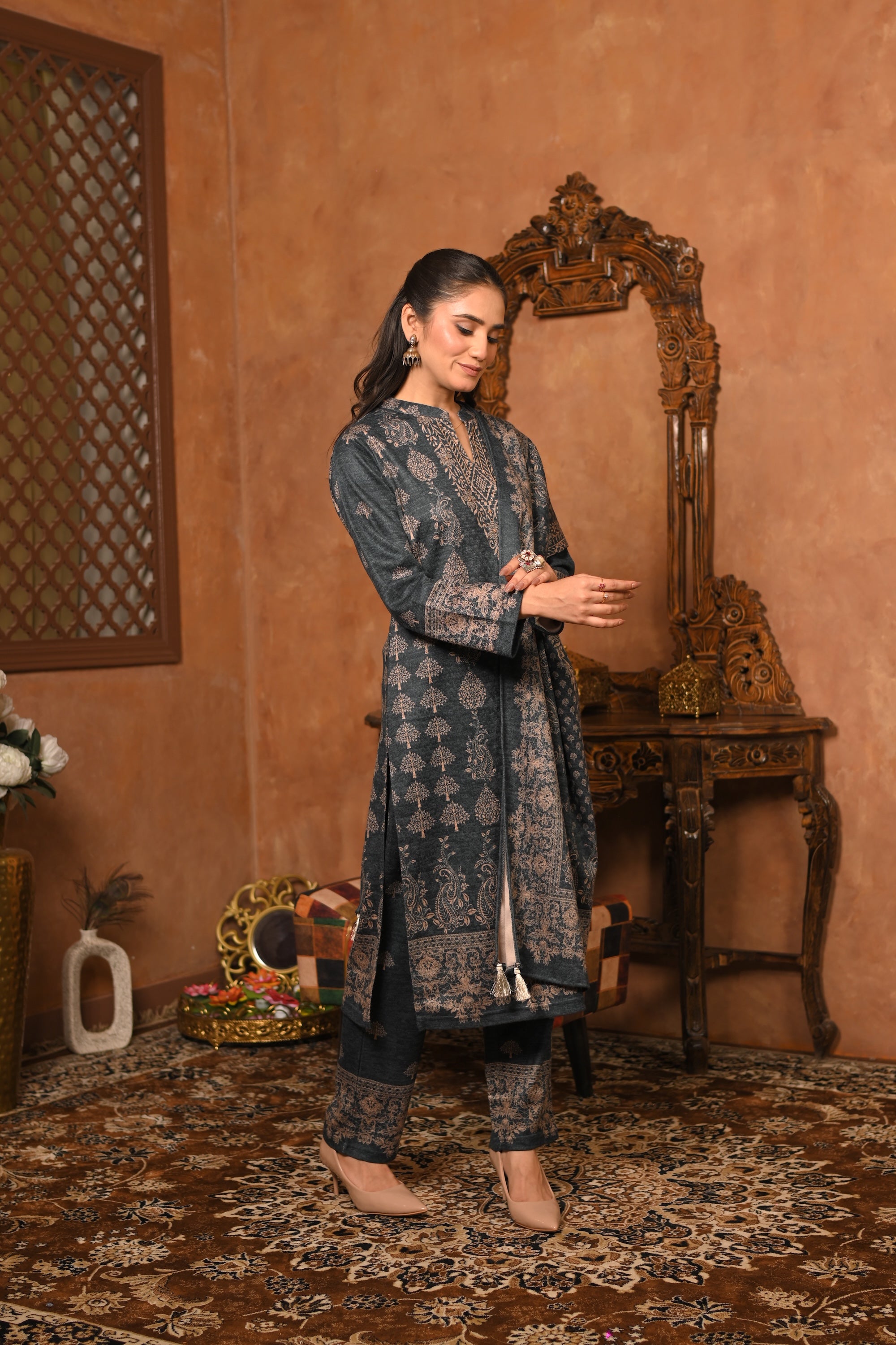 TEAL PRINTED KURTA SET