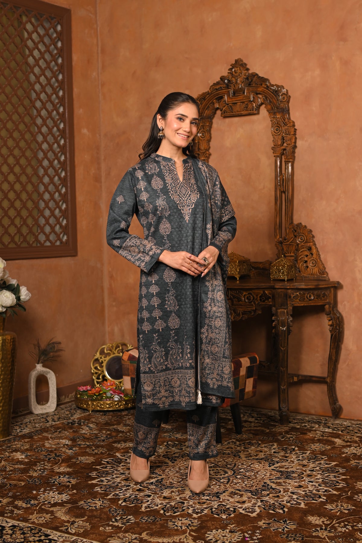 TEAL PRINTED KURTA SET