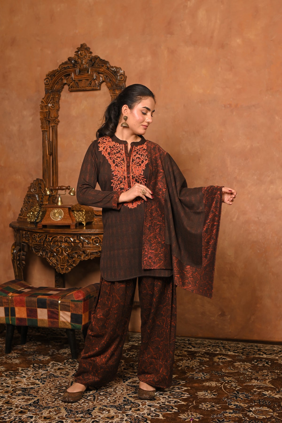 ORANGE FARSHI SALWAR KURTA SET