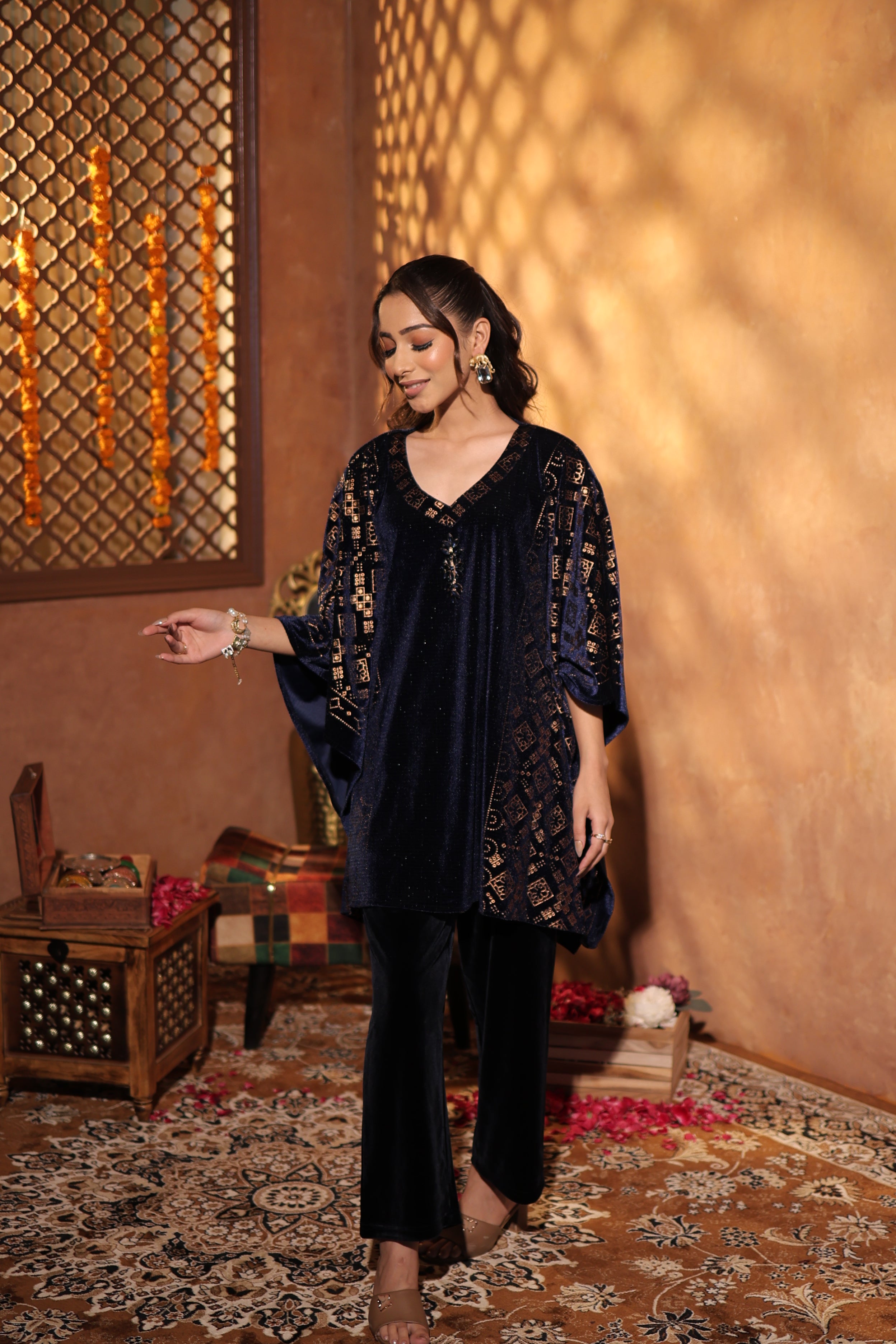 Ziya Kaftan Co-ord Navy