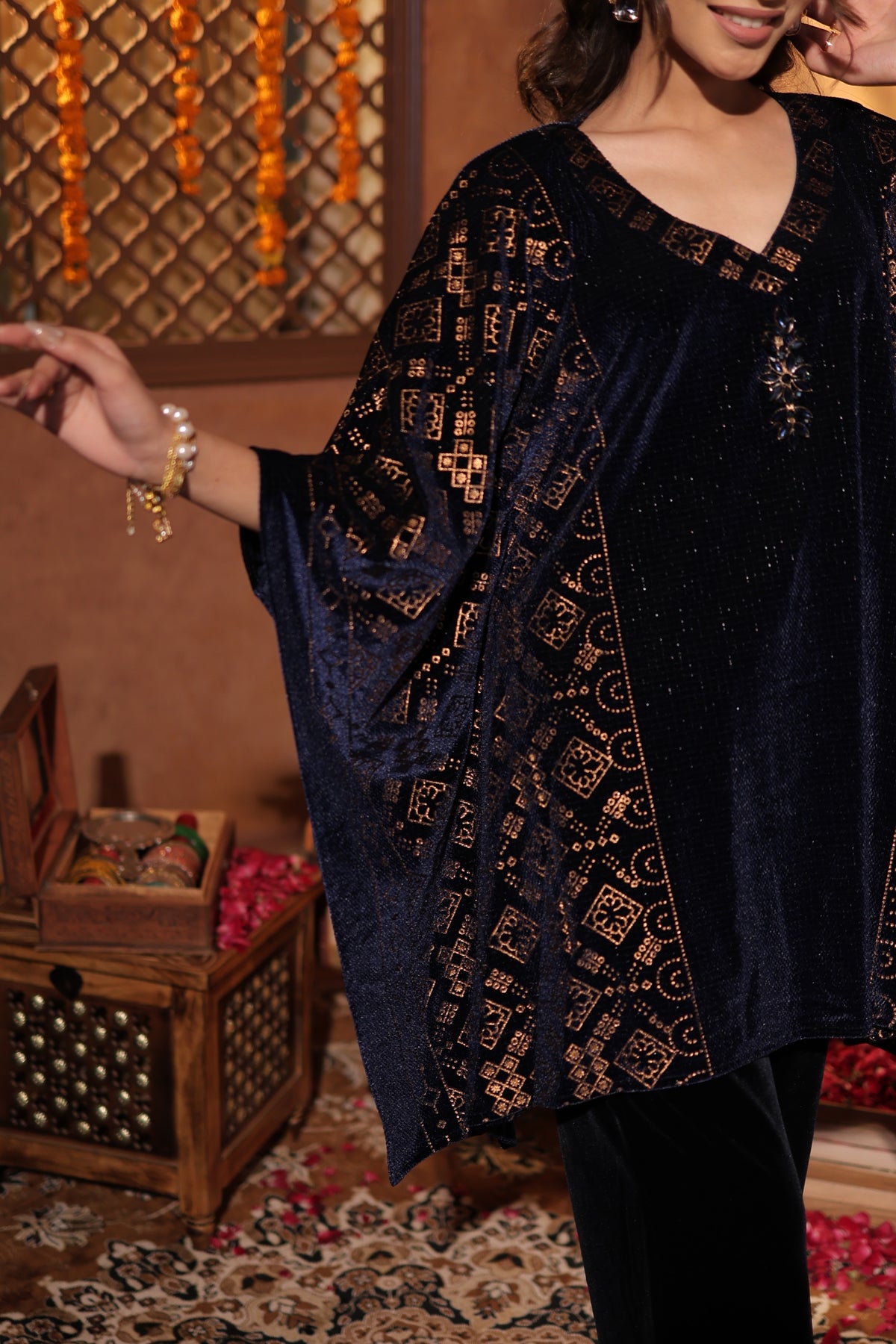 Ziya Kaftan Co-ord Navy